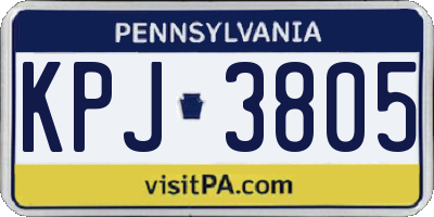 PA license plate KPJ3805