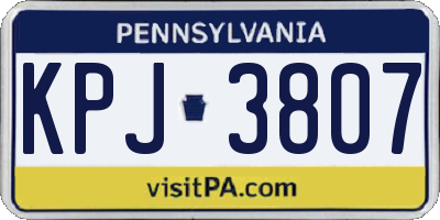 PA license plate KPJ3807