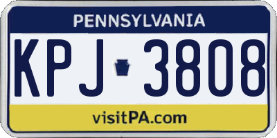 PA license plate KPJ3808