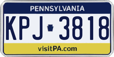 PA license plate KPJ3818