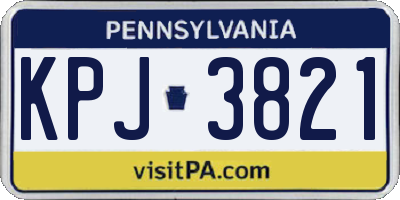 PA license plate KPJ3821
