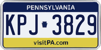 PA license plate KPJ3829