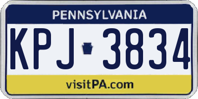 PA license plate KPJ3834