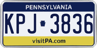 PA license plate KPJ3836
