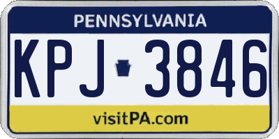 PA license plate KPJ3846