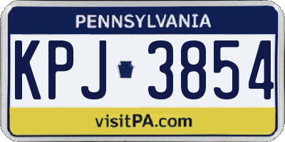 PA license plate KPJ3854