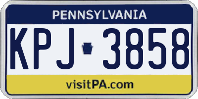PA license plate KPJ3858