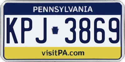 PA license plate KPJ3869