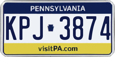 PA license plate KPJ3874