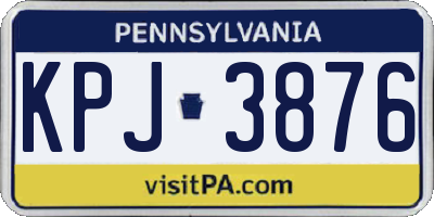 PA license plate KPJ3876