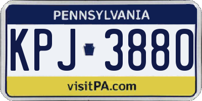 PA license plate KPJ3880