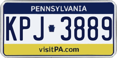 PA license plate KPJ3889