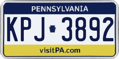 PA license plate KPJ3892