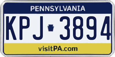 PA license plate KPJ3894