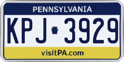 PA license plate KPJ3929