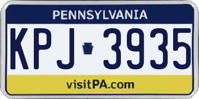 PA license plate KPJ3935