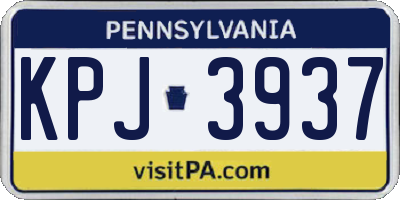 PA license plate KPJ3937