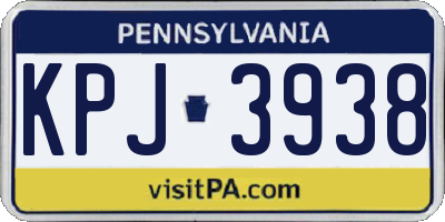 PA license plate KPJ3938