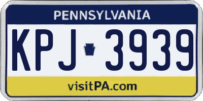 PA license plate KPJ3939