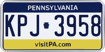 PA license plate KPJ3958