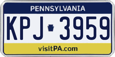 PA license plate KPJ3959