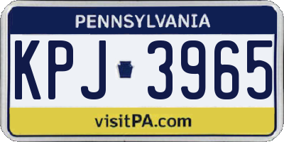 PA license plate KPJ3965