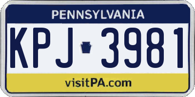PA license plate KPJ3981