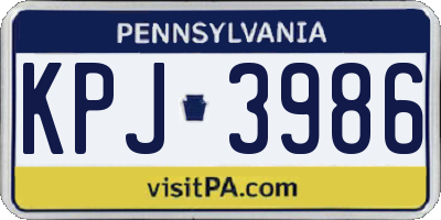 PA license plate KPJ3986