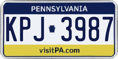 PA license plate KPJ3987