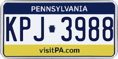 PA license plate KPJ3988