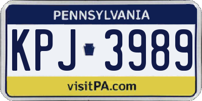 PA license plate KPJ3989