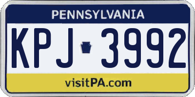 PA license plate KPJ3992