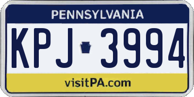 PA license plate KPJ3994