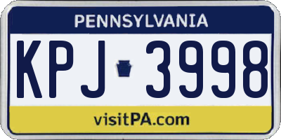 PA license plate KPJ3998