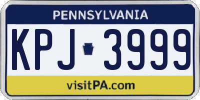 PA license plate KPJ3999