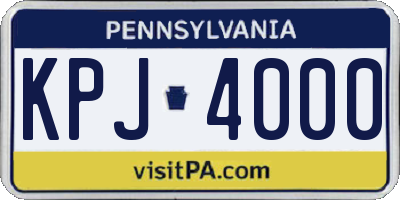 PA license plate KPJ4000