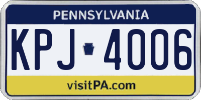 PA license plate KPJ4006