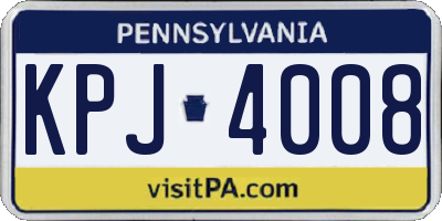 PA license plate KPJ4008