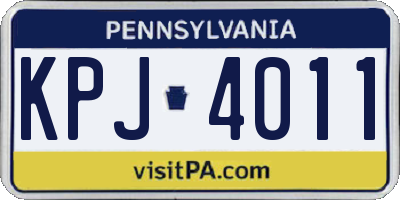 PA license plate KPJ4011
