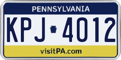 PA license plate KPJ4012