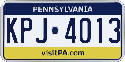 PA license plate KPJ4013