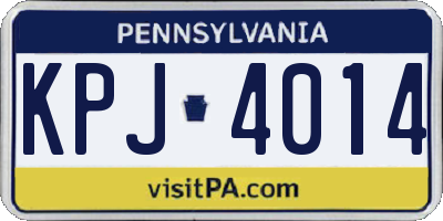 PA license plate KPJ4014