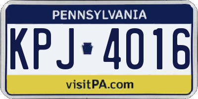 PA license plate KPJ4016