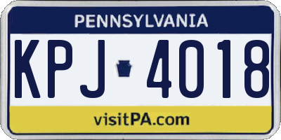PA license plate KPJ4018
