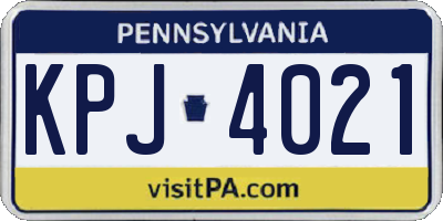 PA license plate KPJ4021