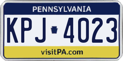 PA license plate KPJ4023