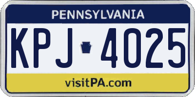 PA license plate KPJ4025