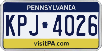 PA license plate KPJ4026