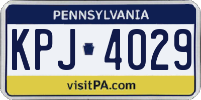 PA license plate KPJ4029