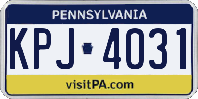 PA license plate KPJ4031